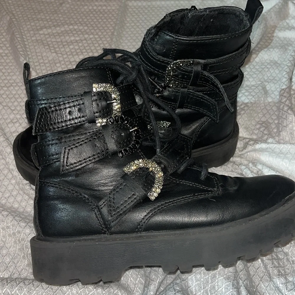 Zara Black Kids Jewel Boots Size 34 - Picture 12 of 15